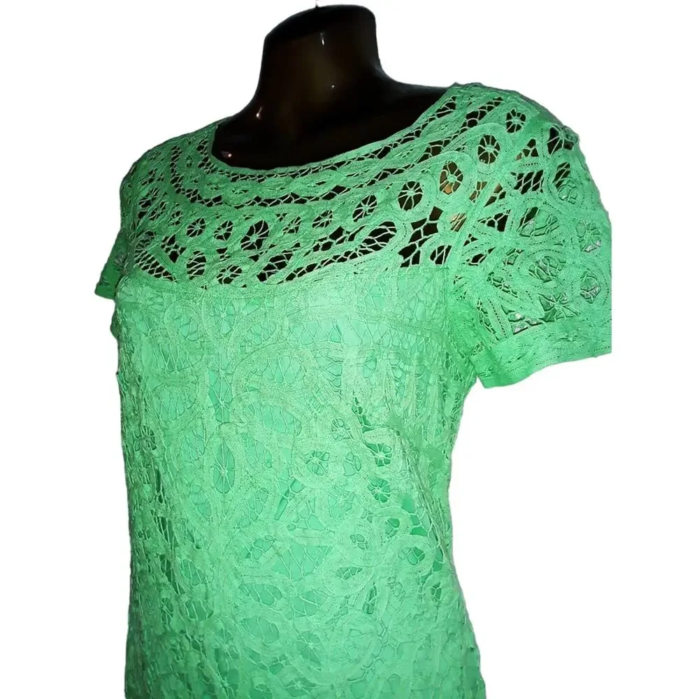Lilly Pulitzer Sz S MARIA KATE Bold, Bright Lime Green Lacy Dress - Picture 2 of 7